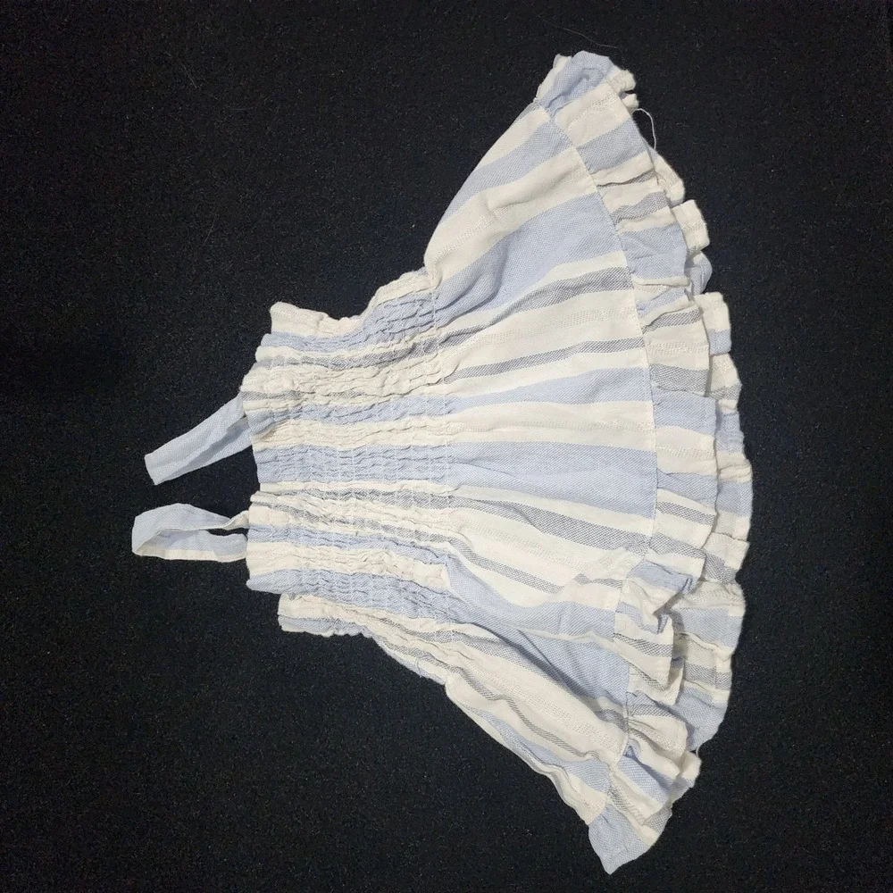 Jessica Simpson Girls 5 Blue White Striped‎ Smocked Ruffle Top & Shorts Set
